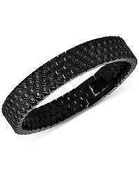 Esquire Men's Jewelry Cubic Zirconia Honeycomb Link Bracelet Stainless Steel (Also Black Ion-Plated Steel), Created for Macy's