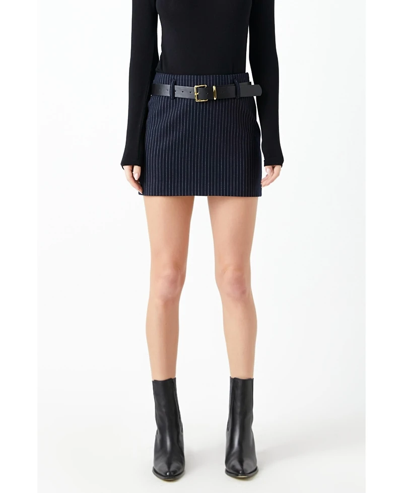 Women's Low Rise Striped Mini Skirt
