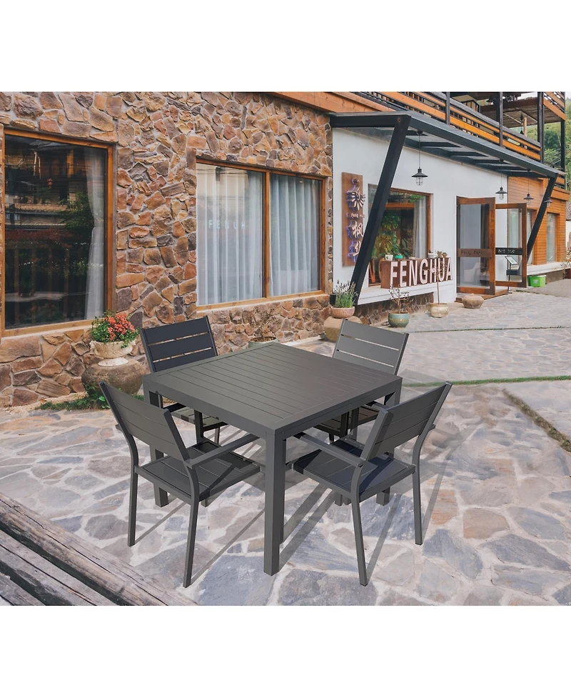 Infinity Modern 5-Piece Square Aluminum Outdoor Dining Set