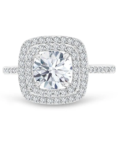 Amethyst (1-1/5 ct. t.w.) & Lab-Grown White Sapphire (1/2 Square Halo Birthstone Ring Sterling Silver (Also Additional Birthstones)