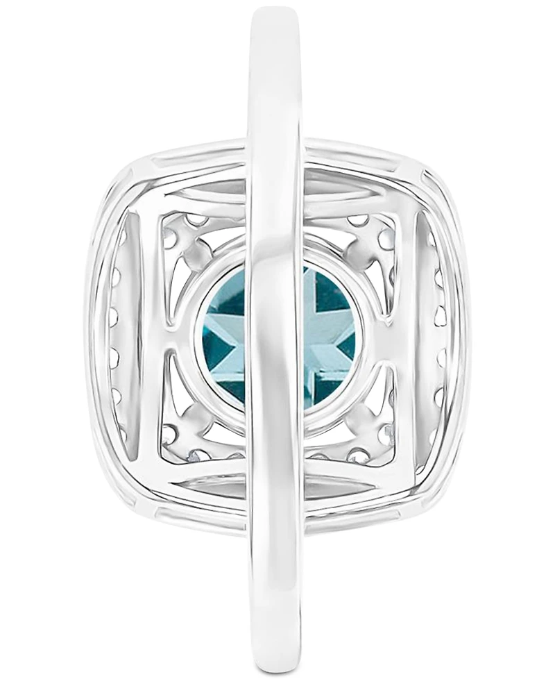 Amethyst (1-1/5 ct. t.w.) & Lab-Grown White Sapphire (1/2 Square Halo Birthstone Ring Sterling Silver (Also Additional Birthstones)