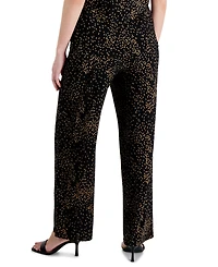 Ak Anne Klein Petite Printed Wide-Leg Pull-On Knit Pants