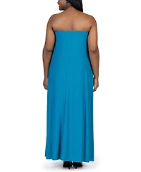 24seven Comfort Apparel Plus Strapless Maxi Dress with Pockets