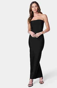 Bebe Women's Long Strapless Bandage Dress