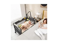 3-in-1 Convertible Portable Baby Playard with Music Box and Wheel Brakes