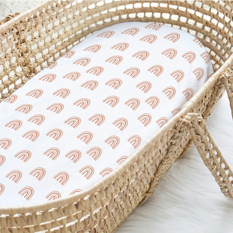 The Peanutshell Boho Bassinet Sheets for Newborn Baby Girl or Baby Boys, 4 Pack Set