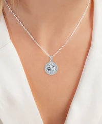 Amethyst (1-1/5 ct. t.w.) & Lab-Grown White Sapphire (3/8 ct. t.w.) Halo Birthstone Pendant Necklace in Sterling Silver, 16" + 2" extender (Also in Ad