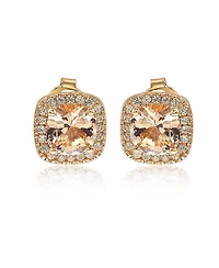 Suzy Levian Sterling Silver Cubic Zirconia Cushion Halo Stud Earrings