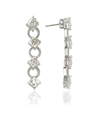 Suzy Levian New York Suzy Levian Sterling Silver Cubic Zirconia Asscher-cut and Circle Long Dangle Earrings