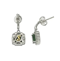 Suzy Levian Sterling Silver Cubic Zirconia Halo Asscher-cut Dangle Earrings