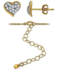 Giani Bernini 2-Pc. Set Cubic Zirconia Heart Cluster Pendant Necklace & Matching Stud Earrings in 18k Gold-Plated Sterling Silver, Created for Macy's
