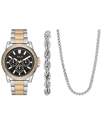 Folio Men's Three Hand Two-Tone Alloy Watch 44mm Gift Set