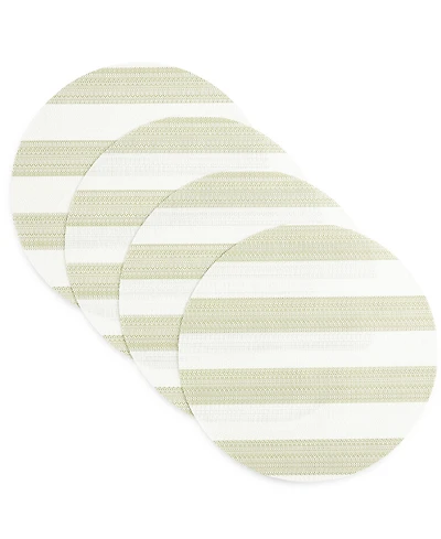 Town & Country Living Basics Cabana Stripe Indoor/Outdoor Placemats 4-Pack Set, Reversible, 15" Round