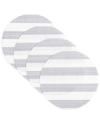 Town & Country Living Basics Cabana Stripe Indoor/Outdoor Placemats 4-Pack Set, Reversible, 15" Round