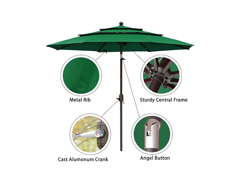 Aoodor Garden Market Umbrella - 10 Ft x 8.3 Ft Outdoor Patio Umbrella Round