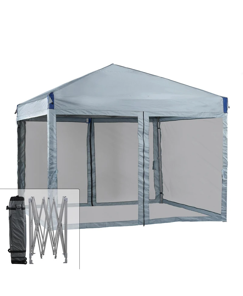 Aoodor Pop Up Canopy Tent with Removable Mesh Sidewalls, Portable Instant Shade Canopy with Roller Bag