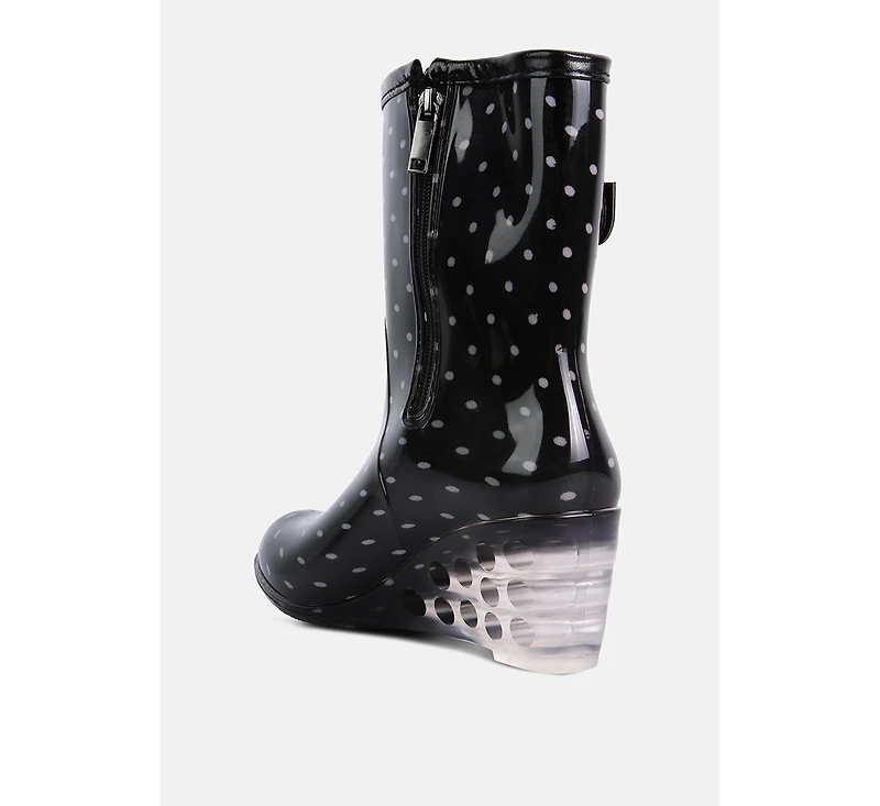 drench clear wedge rainboots