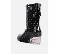 drench clear wedge rainboots