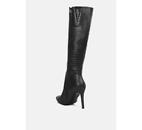 Indulgent High Heel Croc Calf Boots