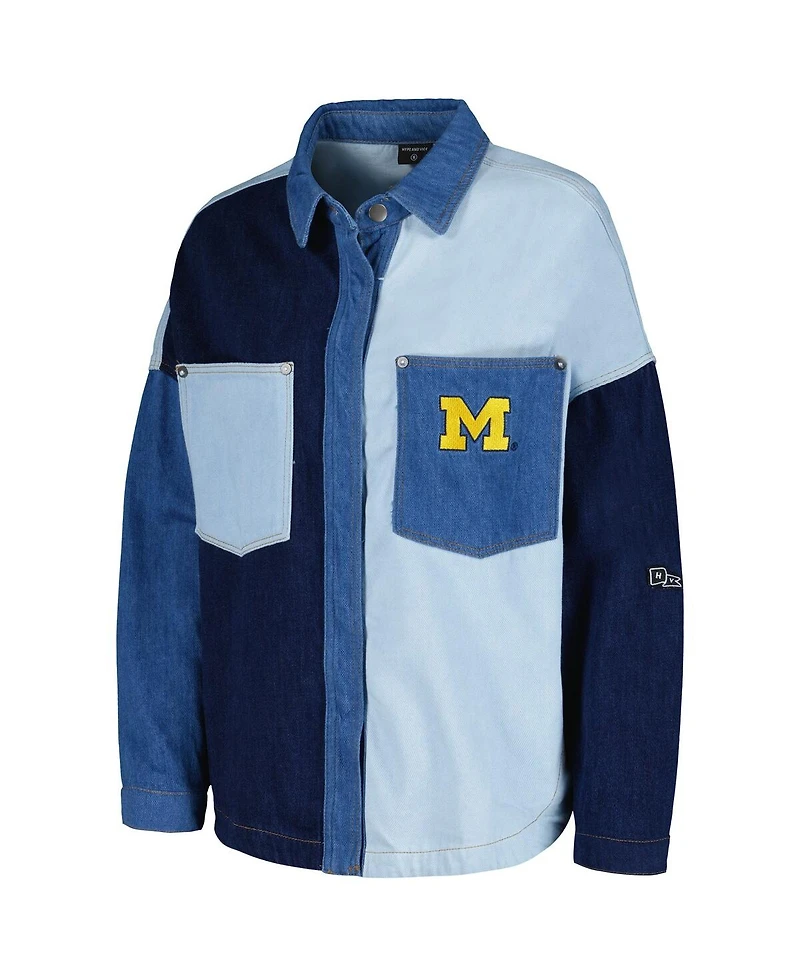 Women's Hype and Vice Denim Michigan Wolverines Multi-Hit Hometown Full-Snap Jacket