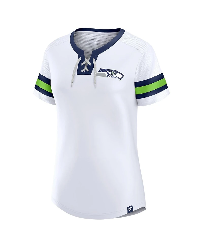 Women's Fanatics White Seattle Seahawks Sunday Best Lace-Up T-shirt