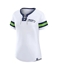 Women's Fanatics White Seattle Seahawks Sunday Best Lace-Up T-shirt
