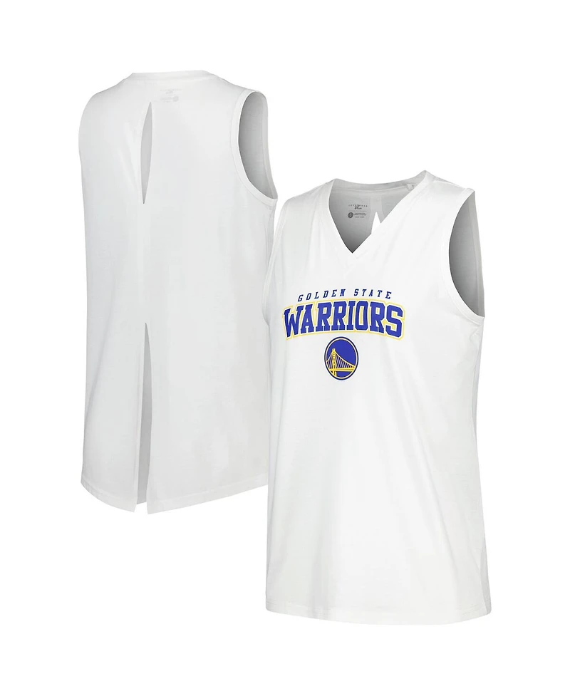 Women's LevelWear White Golden State Warriors Paisley Peekaboo Tank Top