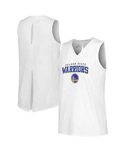 Women's LevelWear White Golden State Warriors Paisley Peekaboo Tank Top