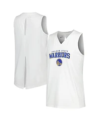 Women's LevelWear White Golden State Warriors Paisley Peekaboo Tank Top