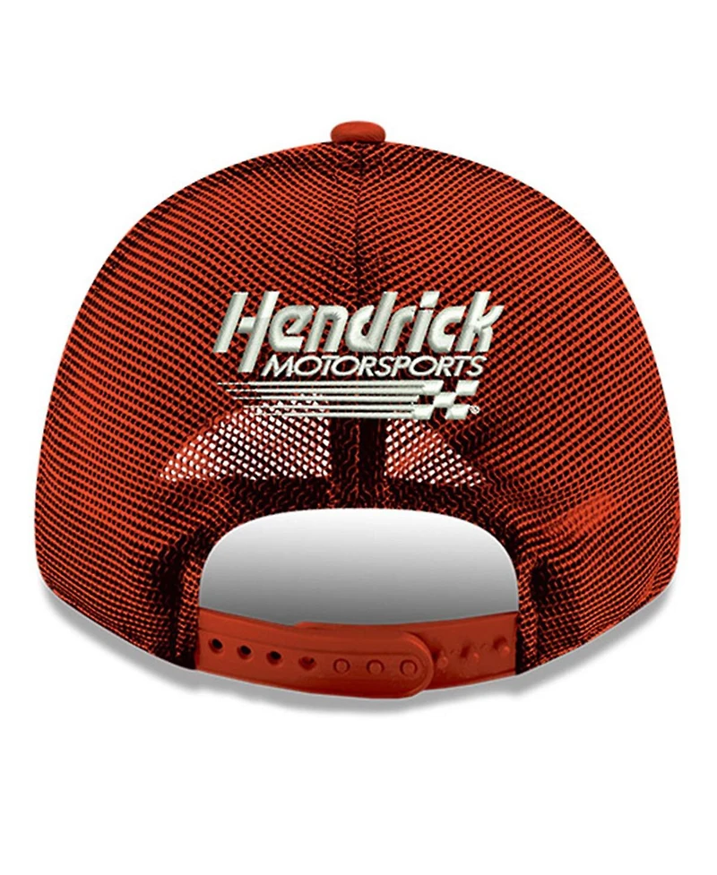 Men's New Era White, Scarlet Hendrick Motorsports Budweiser 9FORTY Adjustable Trucker Hat