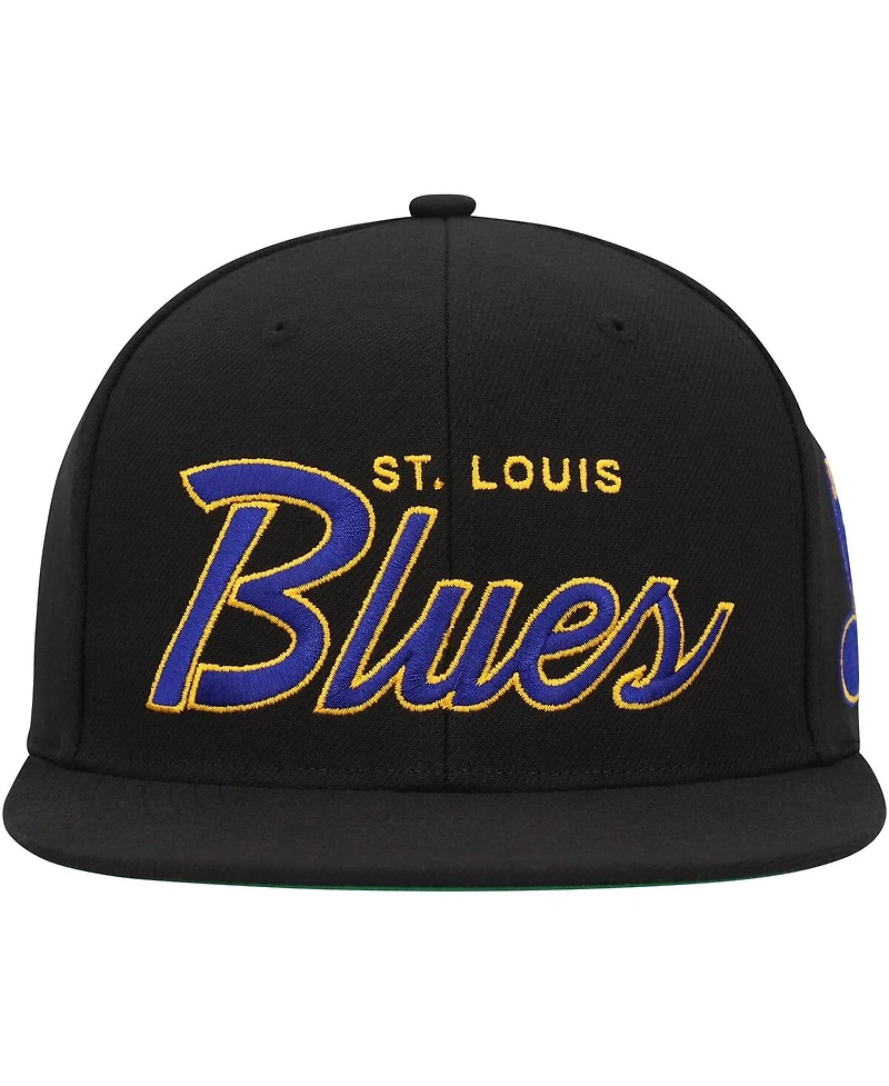 Men's Mitchell & Ness Black St. Louis Blues Core Team Script 2.0 Snapback Hat