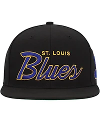 Men's Mitchell & Ness Black St. Louis Blues Core Team Script 2.0 Snapback Hat
