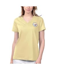Women's Margaritaville Gold Pittsburgh Steelers Game Time V-Neck T-shirt