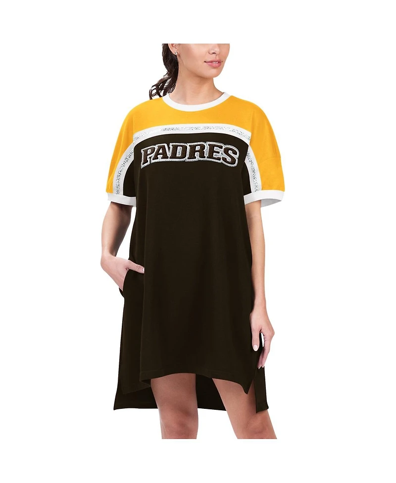 Women's G-iii 4Her by Carl Banks Brown, Gold San Diego Padres Circus Catch Sneaker Dress