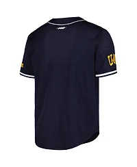 Men's Pro Standard Navy Michigan Wolverines Mesh Full-Button Replica Baseball Jersey