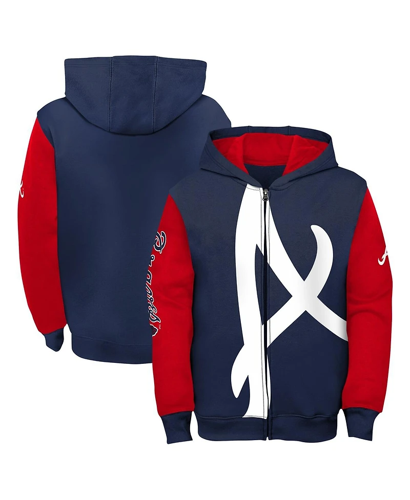Toddler Boys and Girls Navy Atlanta Braves Postcard Full-Zip Hoodie