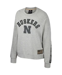 Women's Colosseum Heather Gray Nebraska Huskers Oht Military-Inspired Appreciation Flag Rank Dolman Pullover Sweatshirt