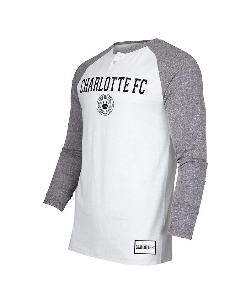 Men's Concepts Sport White, Charcoal Charlotte Fc Concord Henley Raglan Long Sleeve T-shirt