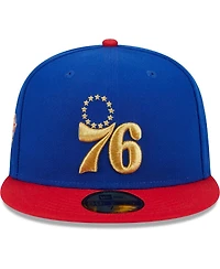 Men's New Era Royal, Red Philadelphia 76ers Gameday Gold Pop Stars 59FIFTY Fitted Hat
