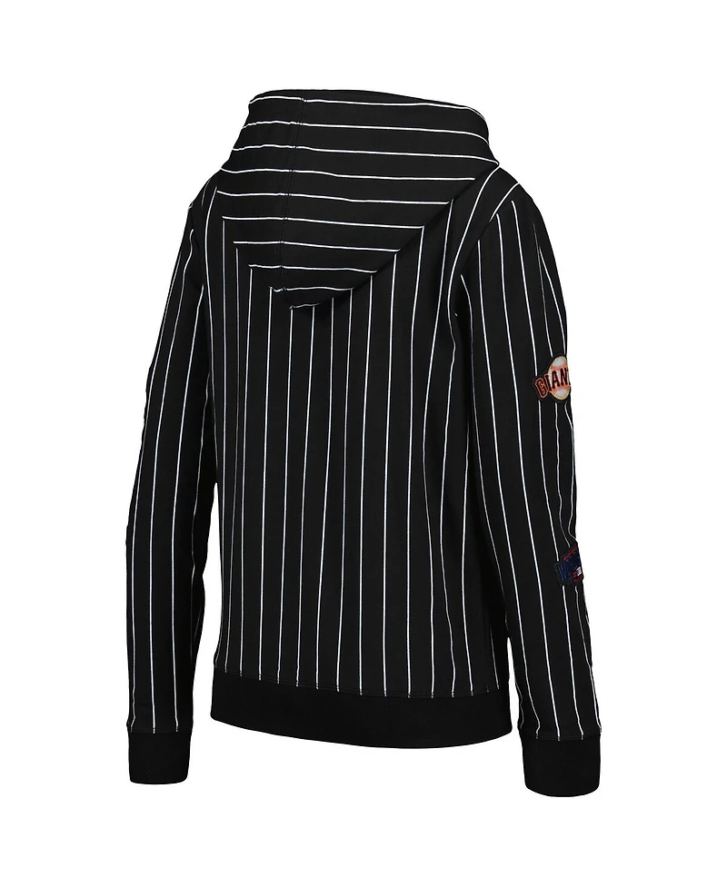Women's New Era Black San Francisco Giants Pinstripe Tri-Blend Full-Zip Jacket