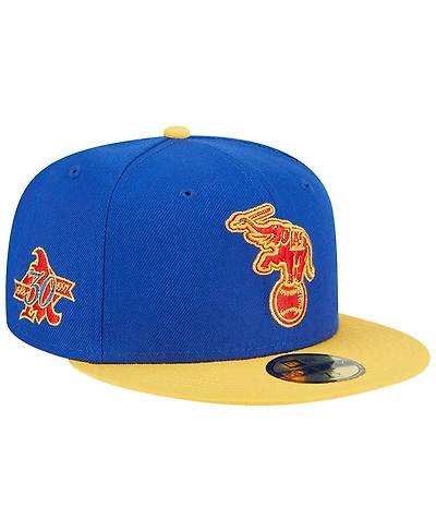 Men's New Era Royal, Yellow Distressed Oakland Athletics Empire 59FIFTY Fitted Hat