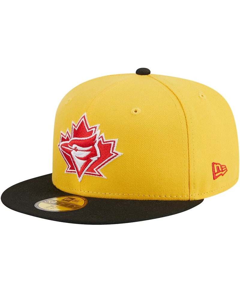 Men's New Era Yellow, Black Toronto Blue Jays Grilled 59FIFTY Fitted Hat