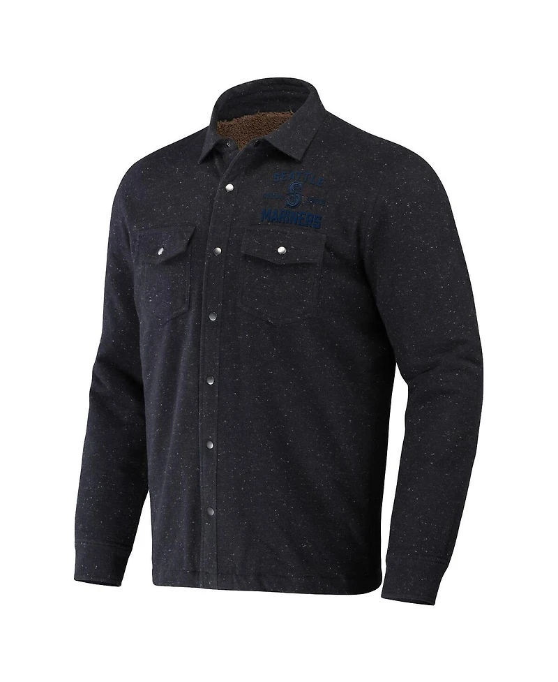 Men's Darius Rucker Collection by Fanatics Black Seattle Mariners Ringstop Full-Snap Shacket