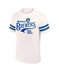Men's Darius Rucker Collection By Fanatics Cream Distressed Milwaukee Brewers Yarn Dye Vintage-Like T-shirt