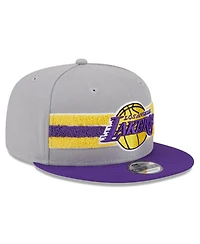Men's New Era Gray Los Angeles Lakers Chenille Band 9FIFTY Snapback Hat