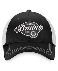 Women's Fanatics Black, White Boston Bruins Fundamental Trucker Adjustable Hat