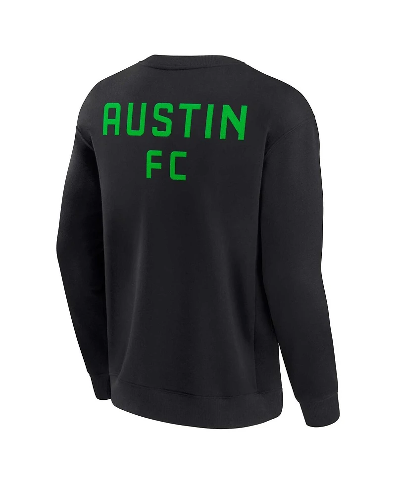 Men's and Women's Fanatics Signature Black Austin Fc Super Soft Fleece Crew Sweatshirt