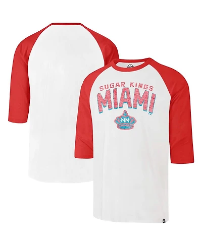 Men's '47 Brand Cream Distressed Miami Marlins City Connect Crescent Franklin Raglan Three-Quarter Sleeve T-shirt