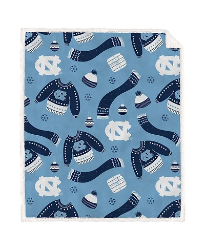 Pegasus North Carolina Tar Heels 60" x 70" Ugly Sweater Flannel Fleece Sherpa Blanket
