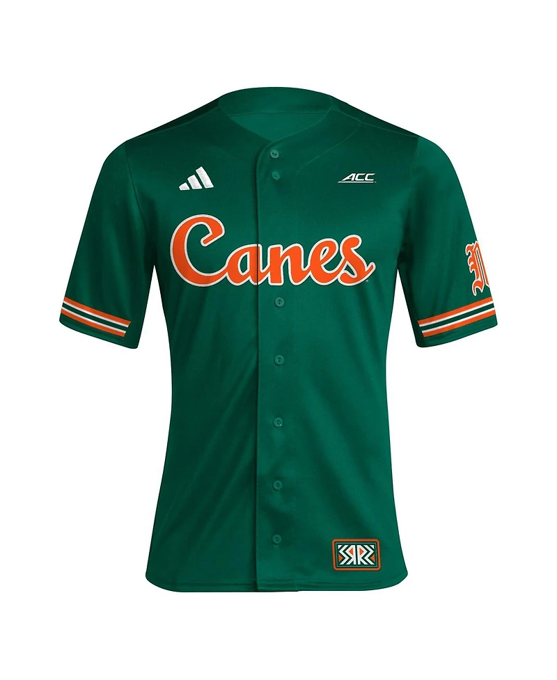 Men's adidas Green Miami Hurricanes Reverse Retro Replica Baseball Jersey